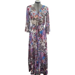 Floral V-Neck Maxi Dress - Multicolor
